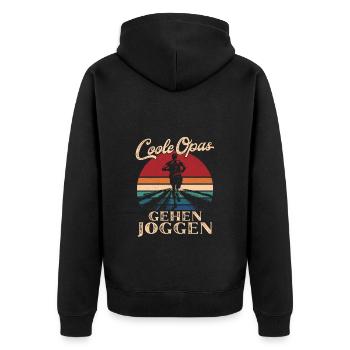 Cool Grandpas Walking Jogging Retro Grandpa - Unisex Premium Organic Zip Hoodie - black - Back - Nico (187cm)