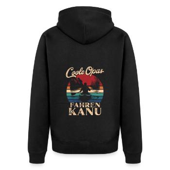 Cool Grandpas Canoeing Retro Grandpa - Unisex Premium Organic Zip Hoodie - black - Back - Nico (187cm)