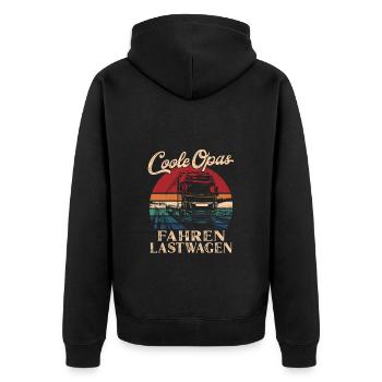 Coole Opas fahren Lastwagen Retro Großvater - Unisex Premium Bio Zip Hoodie - Schwarz - Hinten - Nico (187cm)