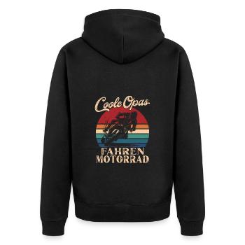 Cool Grandpas Riding Motorcycle Retro Grandpa - Unisex Premium Organic Zip Hoodie - black - Back - Nico (187cm)