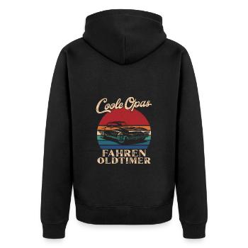Coole Opas fahren Oldtimer Retro Großvater - Unisex Premium Bio Zip Hoodie - Schwarz - Hinten - Nico (187cm)