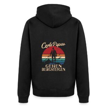 Coole Papas gehen Bergsteigen Retro Vater Geschenk - Unisex Premium Bio Zip Hoodie - Schwarz - Hinten - Nico (187cm)