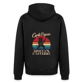 Coole Papas spielen E-Gitarre Retro Vater Geschenk - Unisex Premium Bio Zip Hoodie - Schwarz - Hinten - Nico (187cm)