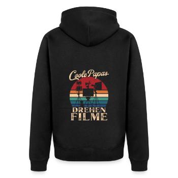 Coole Papas drehen Filme Retro Vater Geschenk - Unisex Premium Bio Zip Hoodie - Schwarz - Hinten - Nico (187cm)