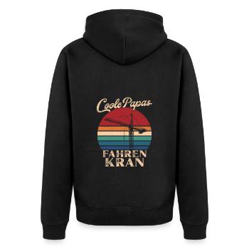 Cool Dads Driving Crane Retro Dad Gift - Unisex Premium Organic Zip Hoodie - black - Back - Nico (187cm)