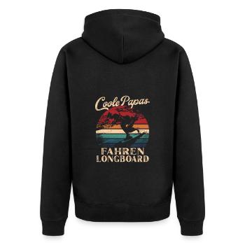Coole Papas fahren Longboard Retro Vater Geschenk - Unisex Premium Bio Zip Hoodie - Schwarz - Hinten - Nico (187cm)