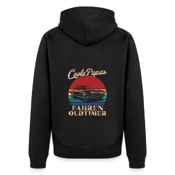 Coole Papas fahren Oldtimer Retro Vater Geschenk - Unisex Premium Bio Zip Hoodie - Schwarz - Hinten - Nico (187cm)