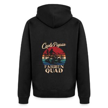 Cool Dads Driving Quad Retro Dad Gift - Unisex Premium Organic Zip Hoodie - black - Back - Nico (187cm)