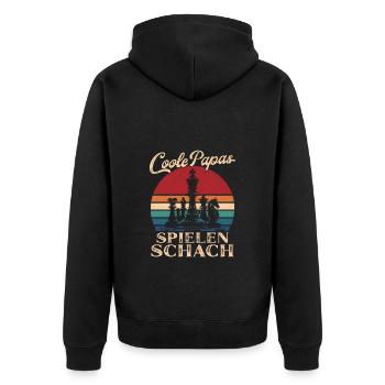 Coole Papas spielen Schach Retro Vater Geschenk - Unisex Premium Bio Zip Hoodie - Schwarz - Hinten - Nico (187cm)