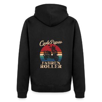 Cool Dads Ride Scooter Retro Dad Gift - Unisex Premium Organic Zip Hoodie - black - Back - Nico (187cm)
