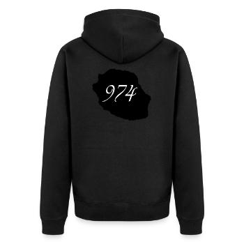 Isle of White 974 Treffen - Unisex Premium Bio Zip Hoodie - Schwarz - Hinten - Nico (187cm)