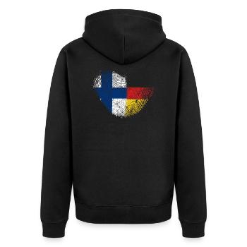 Finnland Fingerabdruck für stolze Deutsch-Finnen - Unisex Premium Bio Zip Hoodie - Schwarz - Hinten - Nico (187cm)