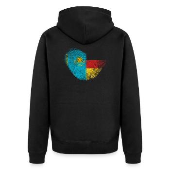 Kasachstan Fingerabdruck für stolze - Unisex Premium Bio Zip Hoodie - Schwarz - Hinten - Nico (187cm)