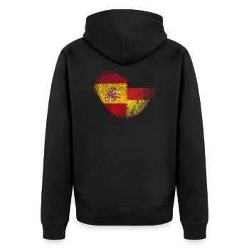 Spanien Fingerabdruck für stolze Deutsch-Spanier - Unisex Premium Bio Zip Hoodie - Schwarz - Hinten - Nico (187cm)