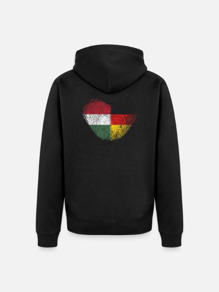 Ungarn Fingerabdruck für stolze Deutsch-Ungaren - Unisex Premium Bio Zip Hoodie - Schwarz