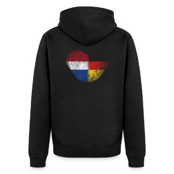 Niederlande Fingerabdruck für Deutsch-Niederländer - Unisex Premium Bio Zip Hoodie - Schwarz - Hinten - Nico (187cm)