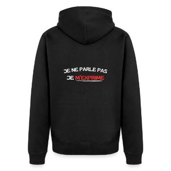 Je ne parle pas je m'exprime - Veste à capuche bio Premium Unisexe - noir - Dos - Nico (187cm)
