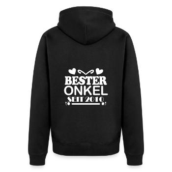 Bester Onkel seit 2010 - Unisex Premium Bio Zip Hoodie - Schwarz - Hinten - Nico (187cm)