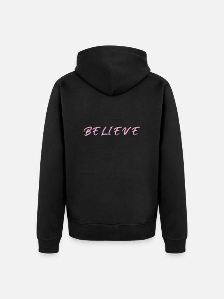 BELIEVE - Unisex Premium Organic Zip Hoodie - black