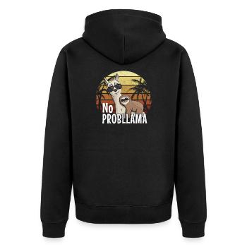 80er Retro Style No ProbLlama Faultier auf Hipster - Unisex Premium Bio Zip Hoodie - Schwarz - Hinten - Nico (187cm)
