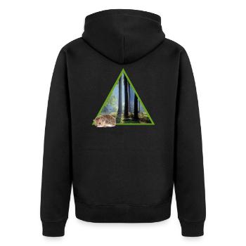 forest 52 with hedgehog - Unisex Premium Organic Zip Hoodie - black - Back - Nico (187cm)