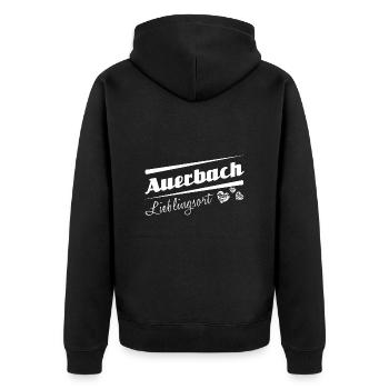 Auerbach - Lieblingsort mit Stadtnamen - Unisex Premium Bio Zip Hoodie - Schwarz - Hinten - Nico (187cm)