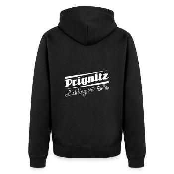 Prignitz - Lieblingsort mit Stadtnamen - Unisex Premium Bio Zip Hoodie - Schwarz - Hinten - Nico (187cm)