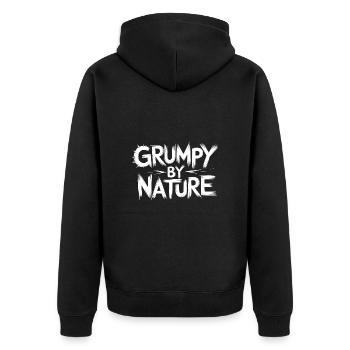 Schlecht gelaunt und mürrisch lasst mich in Ruhe - Unisex Premium Bio Zip Hoodie - Schwarz - Hinten - Nico (187cm)