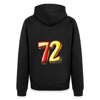 72 Zahl Comic - Unisex Premium Bio Zip Hoodie - Schwarz - Hinten - Nico (187cm)