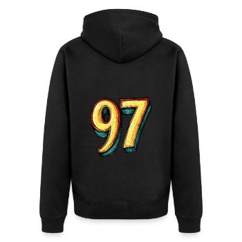 97 Number Comic - Unisex Premium Organic Zip Hoodie - black - Back - Nico (187cm)