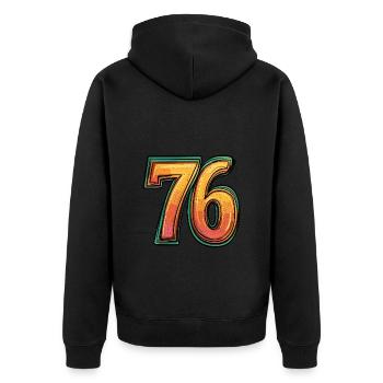 76 Number Comic - Unisex Premium Organic Zip Hoodie - black - Back - Nico (187cm)