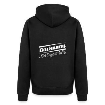 Backnang - Lieblingsort mit Stadtnamen - Unisex Premium Bio Zip Hoodie - Schwarz - Hinten - Nico (187cm)