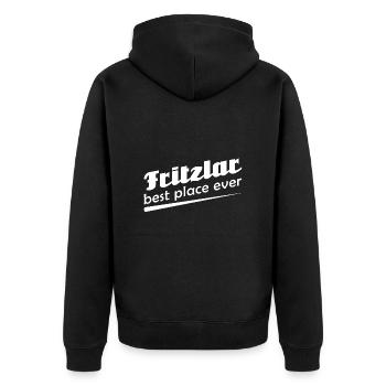 Fritzlar - Stadt best place ever - Unisex Premium Bio Zip Hoodie - Schwarz - Hinten - Nico (187cm)