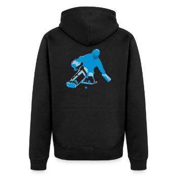 Feldhockey Torwart - Unisex Premium Bio Zip Hoodie - Schwarz - Hinten - Nico (187cm)