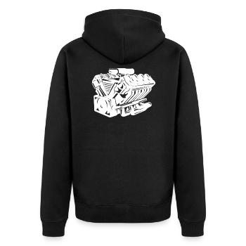 V8-Motorblock-Design für Achtzylinder-Autofans - Unisex Premium Bio Zip Hoodie - Schwarz - Hinten - Nico (187cm)