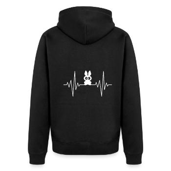 mein Herz schläft für Hasen Design - Unisex Premium Bio Zip Hoodie - Schwarz - Hinten - Nico (187cm)