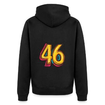 46 Number Comic - Unisex Premium Organic Zip Hoodie - black - Back - Nico (187cm)