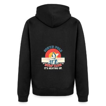 South Pole Surf Club - Es geht heiß her - Surfer - Unisex Premium Bio Zip Hoodie - Schwarz - Hinten - Nico (187cm)