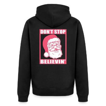 Weihnachtsmann Hört nicht auf Believin' Weihnachtsgeschenk - Unisex Premium Bio Zip Hoodie - Schwarz - Hinten - Nico (187cm)
