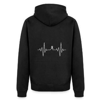 mein Herz schläft für Staffellauf Design - Unisex Premium Bio Zip Hoodie - Schwarz - Hinten - Nico (187cm)