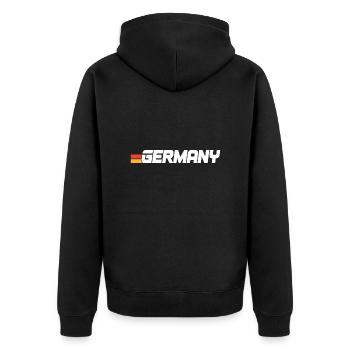 Drapeau rétro Jersey Allemagne - Veste à capuche bio Premium Unisexe - noir - Dos - Nico (187cm)