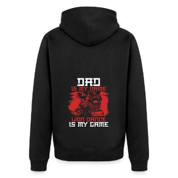 Löwentanz Vater Dad - Unisex Premium Bio Zip Hoodie - Schwarz - Hinten - Nico (187cm)