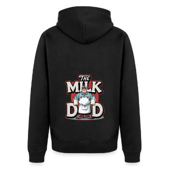 Milchmann The Milk Dad - Unisex Premium Bio Zip Hoodie - Schwarz - Hinten - Nico (187cm)