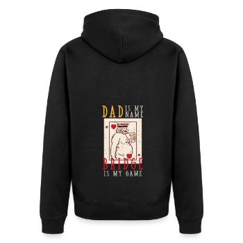 Bridge Player Father - Unisex Premium Organic Zip Hoodie - black - Back - Nico (187cm)