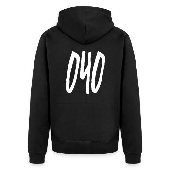 040 Vorwahl Hamburg - Unisex Premium Bio Zip Hoodie - Schwarz - Hinten - Nico (187cm)
