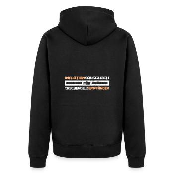 Taschengelderhöhung wegen Inflation - Unisex Premium Bio Zip Hoodie - Schwarz - Hinten - Nico (187cm)