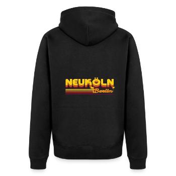 cooles Neuköln Berliner Stadtteil Design - Unisex Premium Bio Zip Hoodie - Schwarz - Hinten - Nico (187cm)