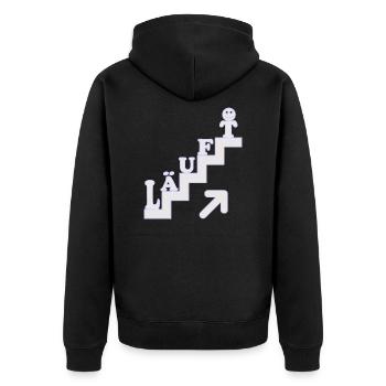 Läuft Treppenstufen Motivation - Unisex Premium Bio Zip Hoodie - Schwarz - Hinten - Nico (187cm)