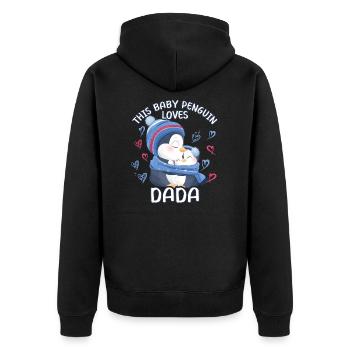 Dada Pinguin Babypinguin This Baby Penguin Loves - Unisex Premium Bio Zip Hoodie - Schwarz - Hinten - Nico (187cm)