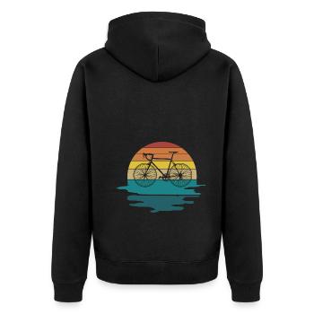 Fahrrad Vintage Retro Natur fahrradtour sommer - Unisex Premium Bio Zip Hoodie - Schwarz - Hinten - Nico (187cm)